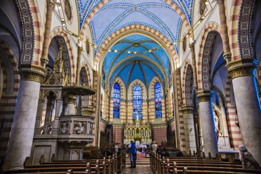 Saraybosna tarihi kent, Bosna-Hersek, Sarajevo, Bosna Hersek - Mart 2018: Kutsal Kalp Katedrali. Katedral iç Saraybosna, Bosna Hersek için