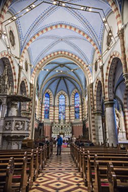 Saraybosna tarihi kent, Bosna-Hersek, Sarajevo, Bosna Hersek - Mart 2018: Kutsal Kalp Katedrali. Katedral iç Saraybosna, Bosna Hersek için