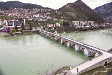 Visegrad Köprüsü, tarihi Osmanlı köprü Sırp Cumhuriyeti, Bosna Hersek için. UNESCO Dünya Miras Listesi