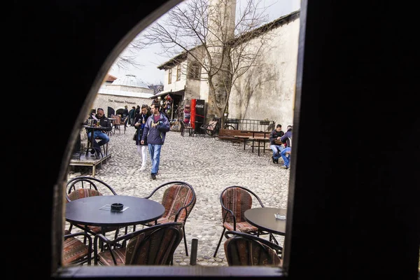 Café Freien Der Engen Gasse Der Altstadt Von Mostar Bosnien — Stockfoto