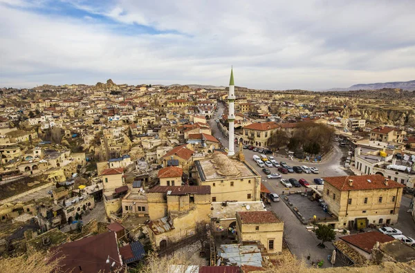 Ortahisar Türkiye Aralık 2018 Kapadokya Ortahisar Kasabasının Havadan Görünümü Eski — Stok fotoğraf