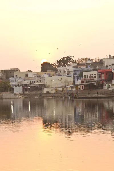 Lago Santo Pushkar Durante Puesta Del Sol Rajastán India —  Fotos de Stock