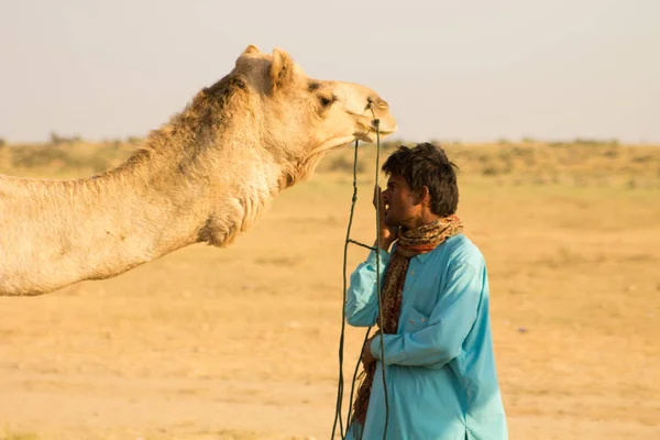 Jaisalmer Indien Dezember 2016 Kamelshow Der Wüste Thar Nicht Weit — Stockfoto