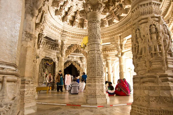 Ranakpur Indie Prosinec 2015 Jain Mramorový Chrám Ranakpur Rajasthan Indie — Stock fotografie