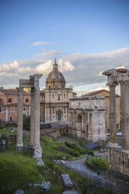  Roma Forumu (Foro Romano) bakış açısıyla. Antik Roma şehri, İtalya
