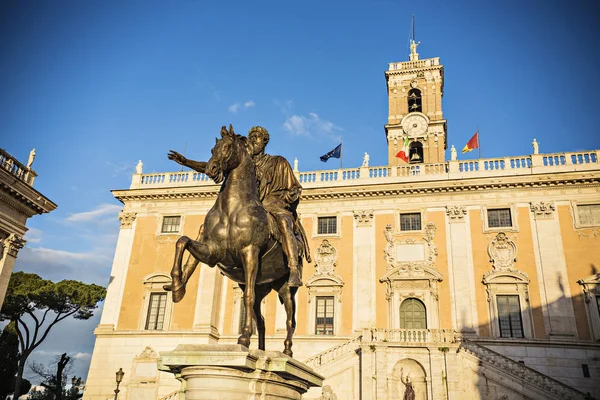 Rzym Włochy Czerwca 2018 Pomnik Marcus Aurelius Koniu Piazza Del — Zdjęcie stockowe