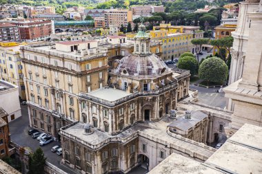 Vatikan - Mayıs 2018: St. Peter's Basilica, Roma, İtalya, kubbe bakış açısından Roma ve Vatikan havadan görünümü
