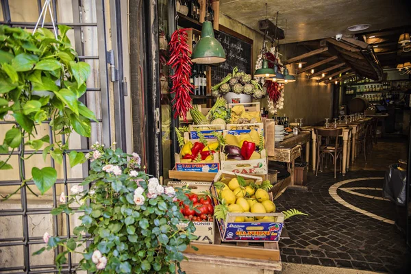 Rzym Włochy Maja 2018 Tradycyjna Włoska Restauracja Trattoria Wejście Widok — Zdjęcie stockowe