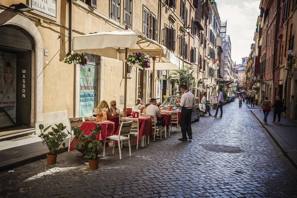 Rome Italy May 2018 Street Restaurant Rome Italy Cozy Outdoors — Stock Photo, Image