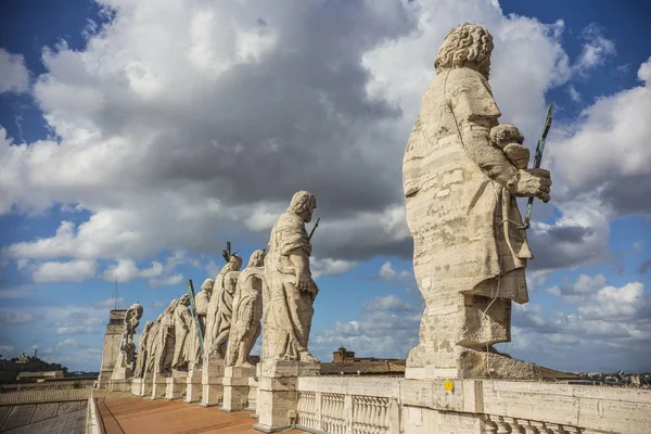 Vatikanen Maj 2018 Apostlarna Statyer Taket Peter Basilica Vatikanstaten Rom — Stockfoto