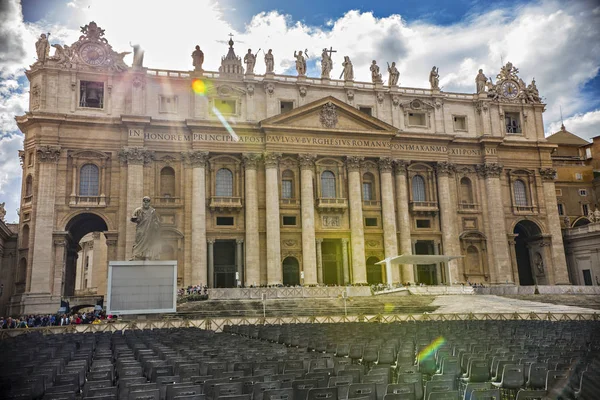 Vatikán 2018 Június Bejárat Szent Péter Bazilika Épület Homlokzat Vatikán — Stock Fotó