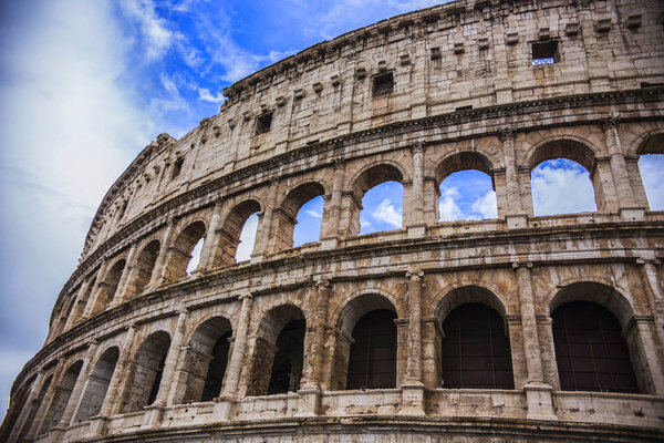 ROME. ITALY - June 2018: Rome Colosseum outside view in ancient Rome, Italy