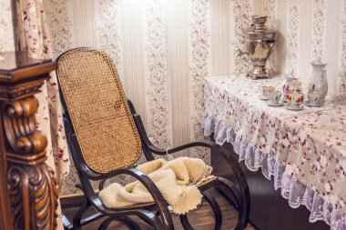 Ukrayna 'nın Kiev kentindeki geleneksel kafenin rahat ev tarzı.