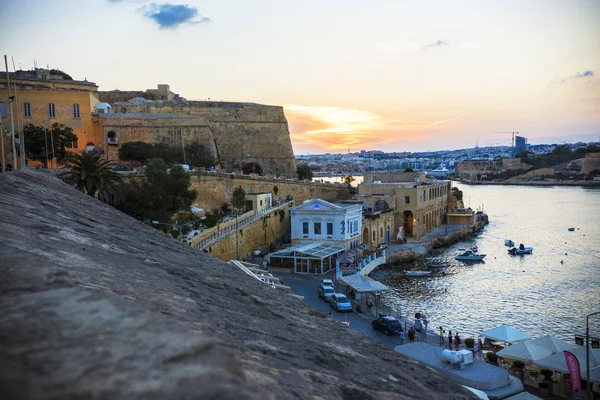 Valletta Malta Setembro 2018 Pôr Sol Tirar Fôlego Sobre Cidade — Fotografia de Stock