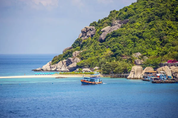 Koh Tao Tailândia Abril 2019 Barco Mar Água Tartaruga Ilha — Fotografia de Stock