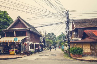  Rural area of Loas, Luang Prabang. Traditional houses in Laos village, South East Asia.