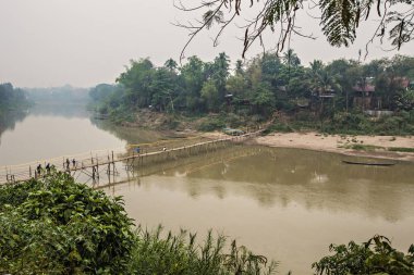  Wooden bridge across Mekong River, View from the hill, Luang Prabang, Laos