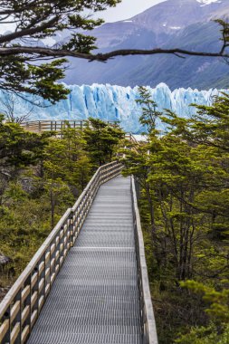 Arjantin, Patagonya 'daki Los Glaciers Ulusal Parkı' ndaki Perito Moreno Buzulu. Mavi buzul, antik buz, El Calafate, Patagonya