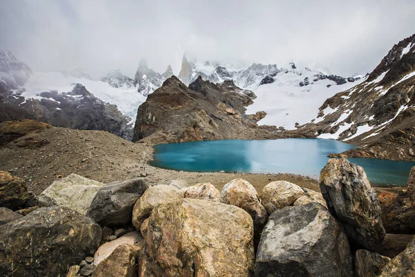 Bela Vista Laguna Los Tres Monte Fitz Roy Torre Poincenot — Fotografia de Stock