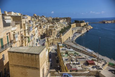 Valetta Limanı Malta 'nın hava manzarası