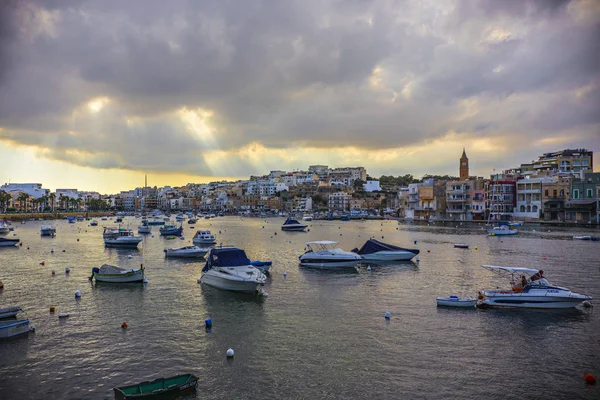 Západ Slunce Nad Městem Valletta Malta — Stock fotografie