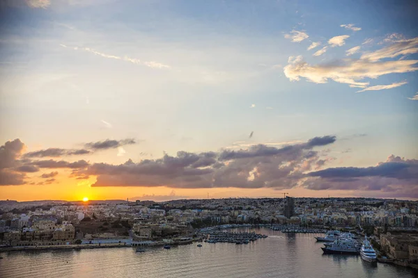 Valletta Malta September 2018 Atemberaubender Sonnenuntergang Über Valletta Town Malta — Stockfoto