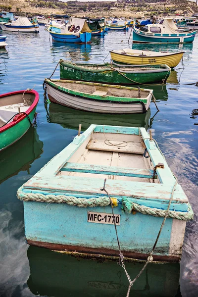 Marsaxlokk Malta September 2018 Bunte Boote Maltesischen Fischerdorf Marsaxlokk Malta — Stockfoto