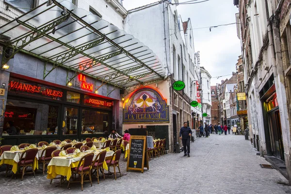 Brussels Bélgica Maio 2019 Aconchegante Café Tradicional Livre Centro Bruxelas — Fotografia de Stock