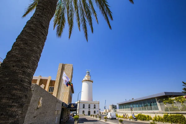 Malaga España Junio 2019 Faro Málaga Farola Soleado Día Verano — Foto de Stock