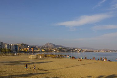 Malagueta plaj manzarası Malaga, Endülüs, Spian