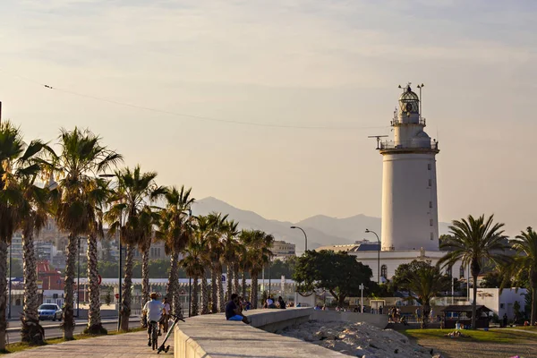 Malaga España Junio 2019 Paseo Por Mar Con Vistas Faro — Foto de Stock