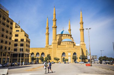 Beyrut, Lübnan-Eylül 2018: Al Amin Mosque View, Beirut Şehir Merkezi, Lübnan