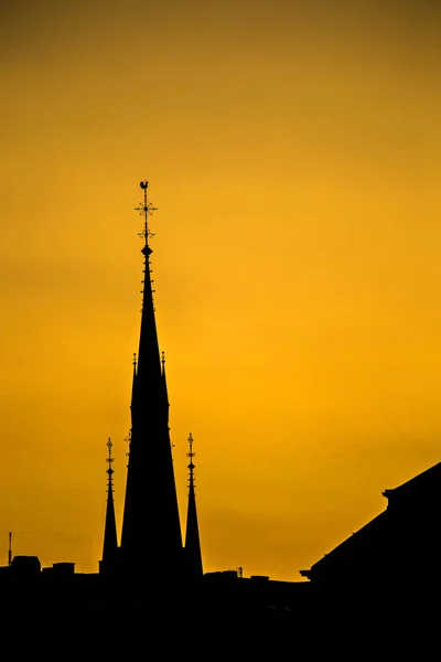 Sztokholm Szwecja Lipiec 2019 Panoramę Sztokholmu Zachodzie Słońca Piękny Zachód — Zdjęcie stockowe