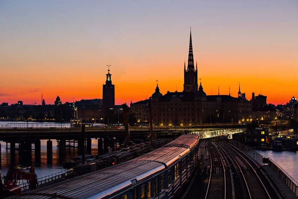 Stockholm Zweden Juli 2019 Stockholm Skyline Bij Zonsondergang Prachtige Zonsondergang — Stockfoto