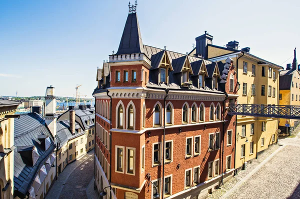 Стокгольм Швеція Липень 2019 Традиційні Барвисті Скандинавські Будинки Центрі Стокгольма — стокове фото