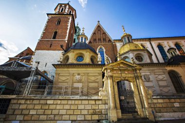 Krakow, Polonya - Ağustos 2019: Krakow, Polonya 'daki Wawel Kraliyet Kalesi