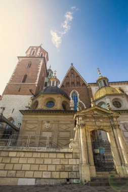 Krakow, Polonya - Ağustos 2019: Krakow, Polonya 'daki Wawel Kraliyet Kalesi