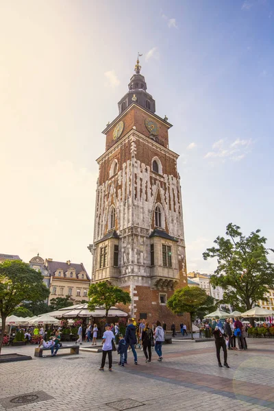Krakow Poland August 2019 City Hall Tower Main Market Square — Fotografia de Stock