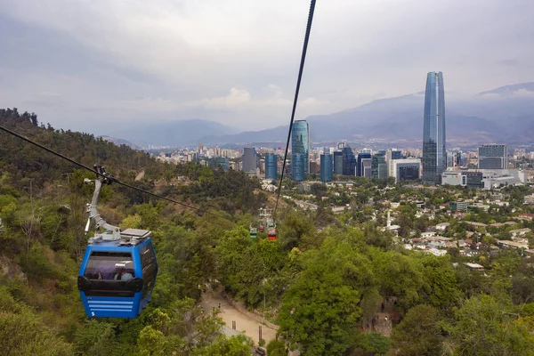 Santiago Chile Febrero 2019 Teleférico Santiago Chile Rumbo Cerro San —  Fotos de Stock