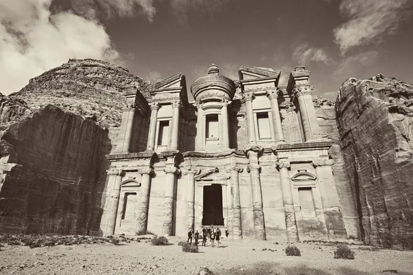 Petra Jordanië Maart 2019 Gevel Van Deir Het Klooster Tempel — Stockfoto