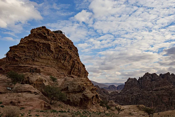 Ürdün Çölündeki Rocky Kumtaşı Dağları Petra Antik Kasabası Ürdün Yakınlarındaki — Stok fotoğraf