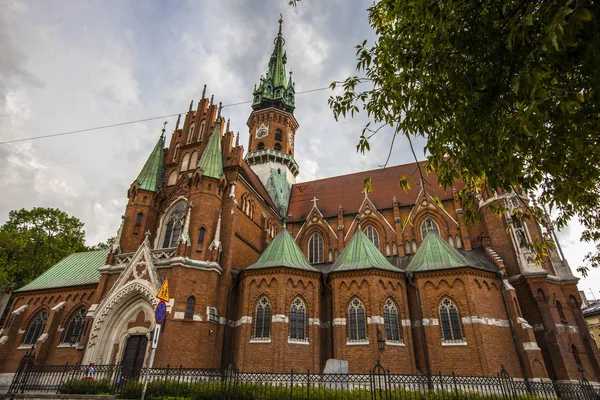 Krakow Polónia Agosto 2019 Belo Exterior Igreja São José Dia — Fotografia de Stock