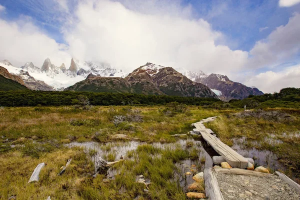 巴塔哥尼亚美丽的自然 Fitz Roy Trek View Andes Mountains Los Glaciers National — 图库照片