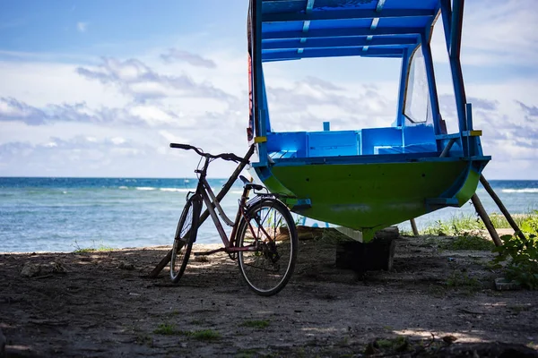 Gili Indonesien Februar 2020 Fischerboot Strand Der Wunderschönen Insel Gili — Stockfoto