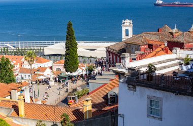  Lizbon 'un panoramik manzarası, Lizbon, Portekiz
