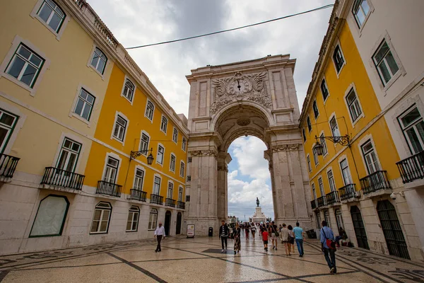 Lisbonne Portugal Juin 2016 Arc Triomphe Historique Rue Augusta Sur — Photo