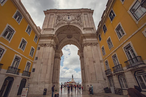 Lissabon Portugal Juni 2016 Historische Augusta Straat Triomfboog Het Handelsplein — Stockfoto