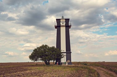 UKRAINE - Temmuz 2020: Hablovskiy Deniz feneri sahada, Mykolaiv bölgesi, Ukrayna