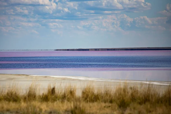 Природная Сцена Солеными Лаками Розовых Синих Тонах — стоковое фото