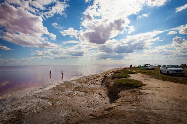 Costa Lago Sal Rosa Región Kherson Ucrania — Foto de Stock
